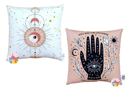 Pack 10 Almohadones Cosmic Vibes Yoga Astrologia Reiki Const