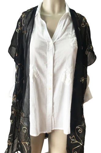 Kimono Mujer Bordado Saco Chaleco Boho Largo Spiga 31 #k87