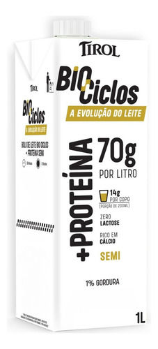 Leite 70g Proteína Biociclos 1 Litro Semidesnatado Tirol
