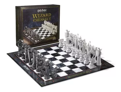 Jogo De Xadrez Medieval Bruxo Harry Potter Branco Preto