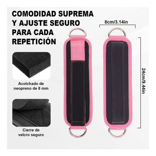 Tobillera Fitness Gym, Reforzada Doble Anilla En D, Correas
