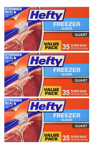 Hefty Bolsas Deslizantes Para Congelador, Cuarto De Galn, 3