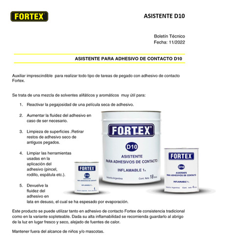 Diluyente P/ Cemento De Contacto X 1 Lt Fortex Asistente D10