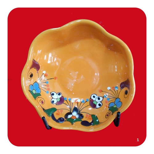 Tazón Calabaza De Cerámica Tipo Talavera 16 Cm 400 Ml 1 Pza