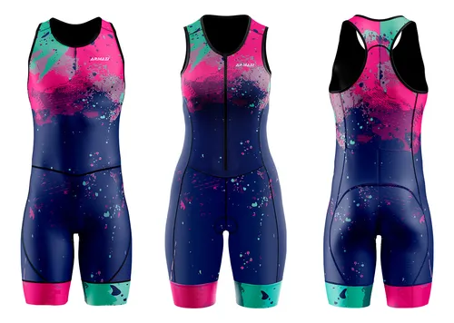 Trusa De Triatlón- Trisuit. Protección Uv Running. Morados