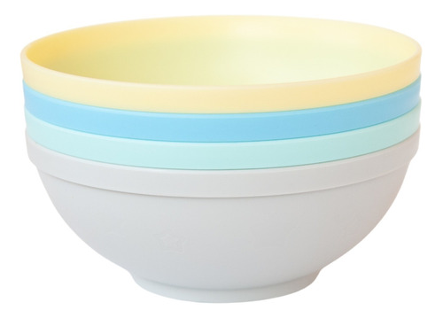 Kit 4 Tigelas Bowls Alimentação Infantil 300ml - Sana Babies Cor Azul Pastel