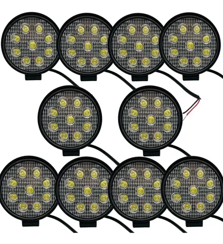 comprar Kit 10 Faros 9 Led Reflector Redondo Tractor Cosechadora