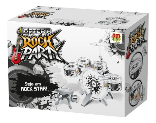 Bateria Musical Infantil Rock Com Banco, Pedal E Baqueta