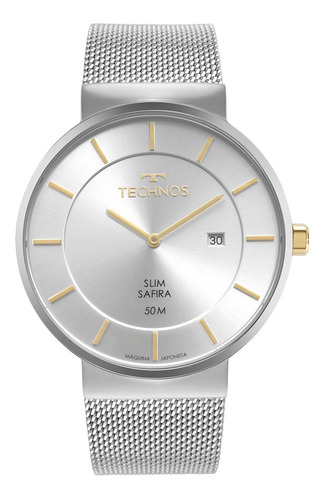 Relógio Technos Prata Feminino Slim Gm15aq/1k