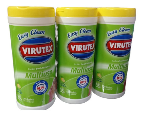 Pack X 3 Toalla Desinfectante Multiuso Virutex 35 Unidades