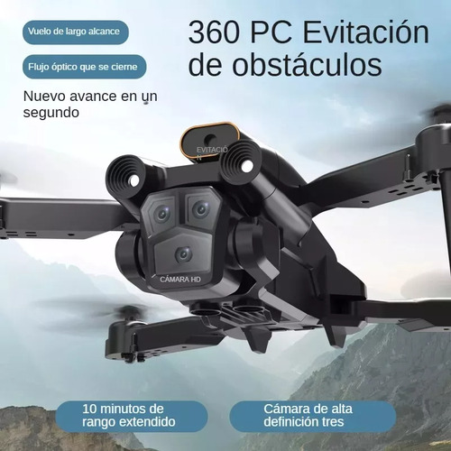 Drone Mini 8k C12pro Con Triple Cámara Hd 2.4ghz Negro