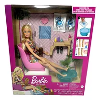 Comprar Conjunto Boneca Menina Barbie Loira Articulada - Salão De Manicure - Acompanha Pet Filhote Cachorro Cachorrinho E Acessórios De Spa Pedicure - Unhas Mão E Pé Mudam De Cor Com Água - Mattel Brinquedos