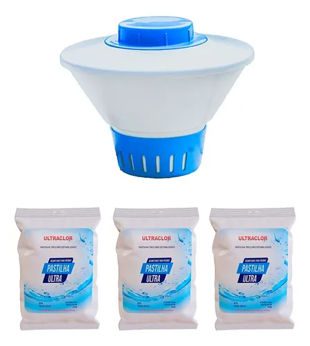 Clorador Flutuante+ 3 Pastilhas Clorofacil Suporte Pastilhas Cor ...