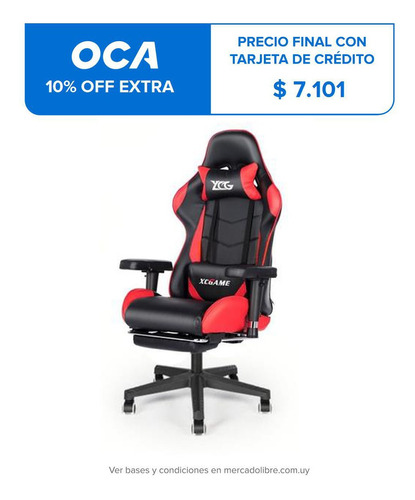 Silla Pc Gamer Base Metálica Con Apoyapies Premium Giratoria