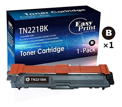 (1-pack) Compatible Negro Tn221 Tn221bk Cartucho De Tóner Tn