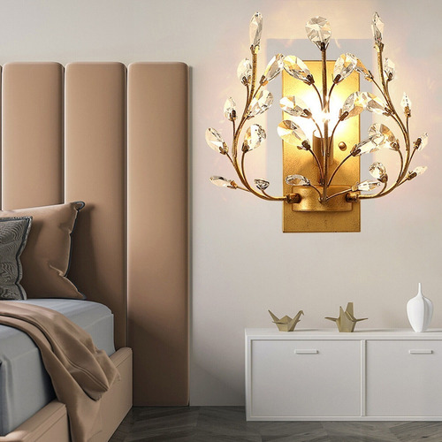 Moderna Lámpara Pared Cristal Led Lámpara Oro Porche