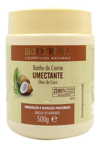 Banho De Creme Umectante Óleo De Coco 500g Bio Extratus