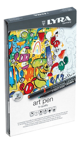 Marcador Art Pen Fibra Lyra 10 Colores