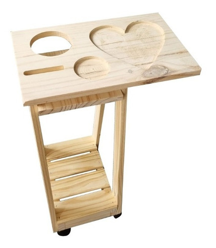 Imagen 3 de 7 de Mesa Matera Ruedas Y Porta Celular Mundopino