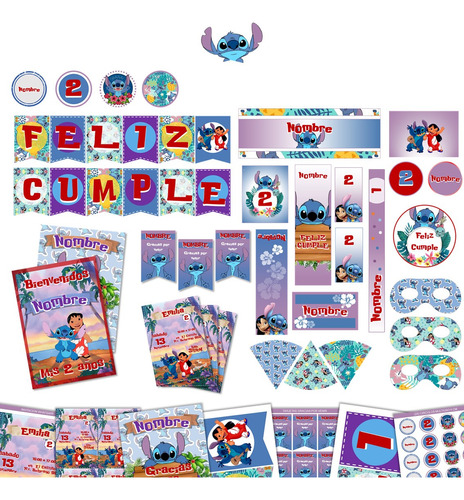Kit Imprimible Cumple + Candy Editable - Lilo Y Stitch