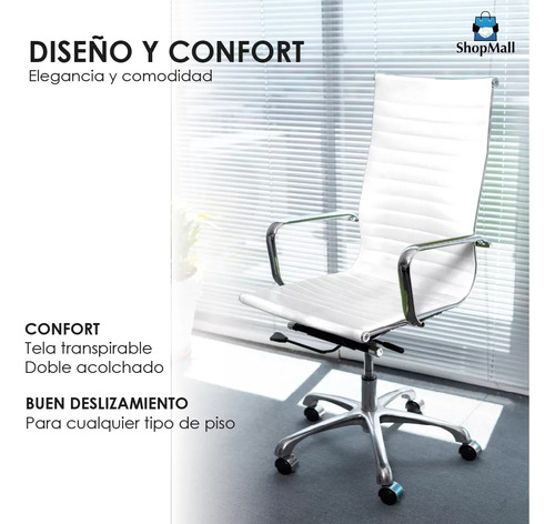 Silla Ejecutiva Oficina Metalica Reclinable Altura Ajustable Color Blanco
