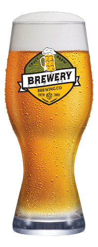 Copo Cerveja Atlanta Happy Hour Frases Brewery Amarelo 450ml Cor Incolor
