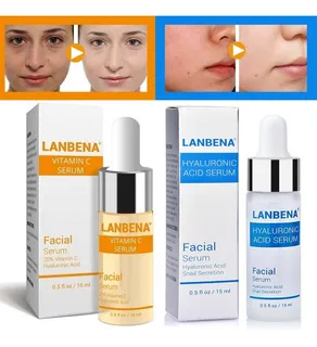 Vitamina C + Acido Hialuronico Serum Lanbena Aclarador Piel