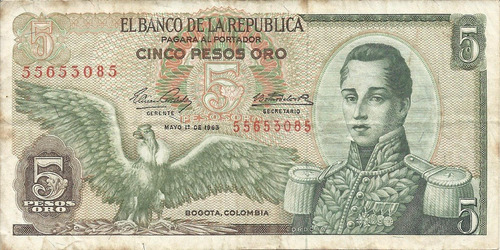 Colombia 5 Pesos Oro 1 Mayo 1963