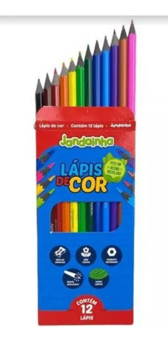 Lápis De Cor 12 Cores Jandaia Sextavado Resistente