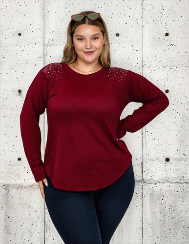 Sweater Malibú Lanilla Tachas Talle Grande Especial
