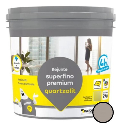 Rejunte Porcelanato Pisos Saunas 2kg Quartzolit Cinza Outono