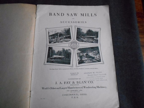 Catálogo Sierras Band Saw Mills Fay Egan Co 1918 Maderas Etc