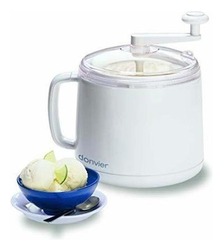 Donvier Manual Ice Cream Maker, 1 Cuarto De Galón, Blanc