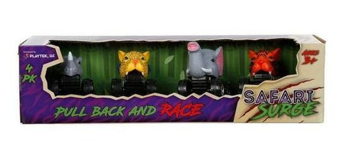 Pull And Back Race Set De 4 Carritos De Friccion Safari