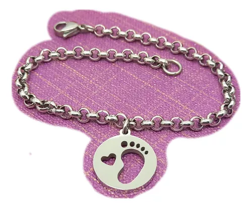 Pulsera Acero Personalizada Identidad Bebe Niño 14-16cm