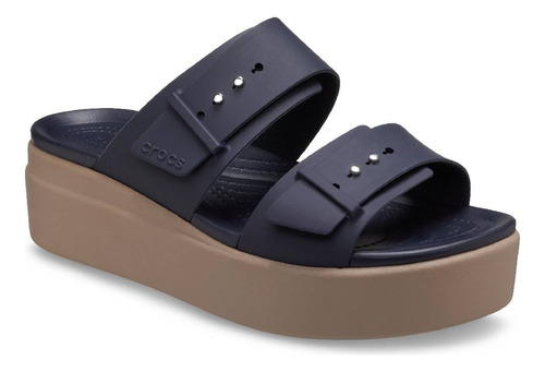 Sandalia Crocs Brooklyn Low Wedge Mujer Azul Marino