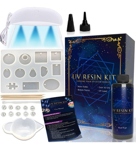 Kit De Resina Uv Con Molde - Moldes De Curado De Lámpa...