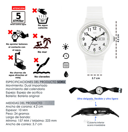 Reloj Digital Elegante Ultra Ligero Comodo Impermeable