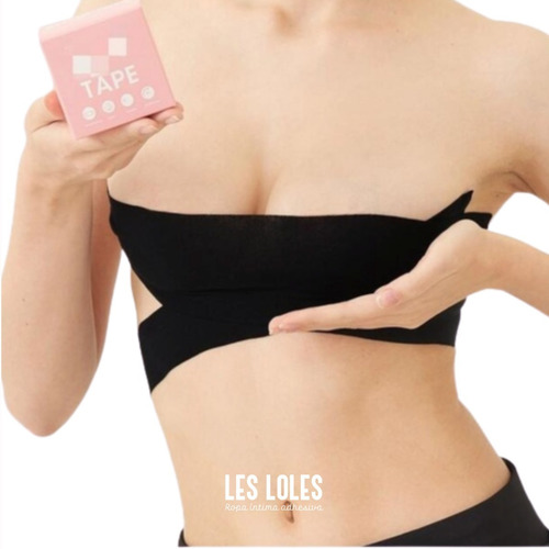 Imagen 1 de 10 de Les Loles Full Pack Corpiño Tape Adhe. + Bi Faz + Pezoneras