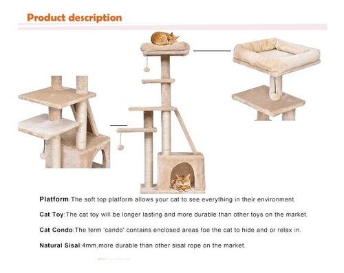 Imagen 5 de 8 de Rascador Torre Casita Gatos 114cm Altura Terciopelo Condo