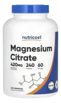 Comprar Citrato De Magnesio Nutricost 420mg, 240 Cápsulas de citrato de magnesio Nutricost contienen 420 mg de magnesio (elemental) por porción. Cada cápsula contiene 210 mg de magnesio. Sin Gluten ni soya.