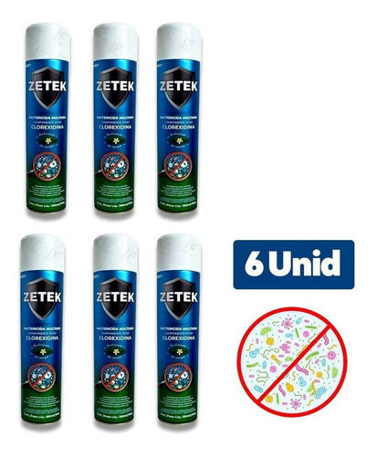 6 Unid. Bactericida Aerosol/spray 360ml De Clorexidina