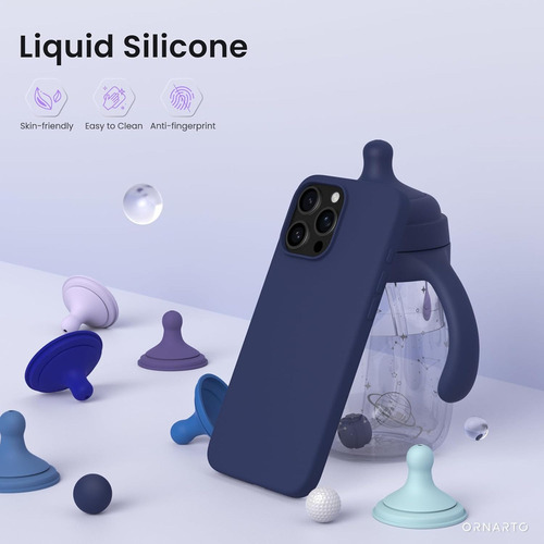 Chh Ornarto Funda For iPhone 16 Pro Max Azul Marino Silicona