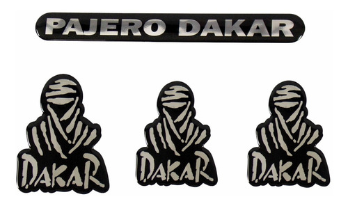 Kit Adesivos Emblemas Pajero Dakar Cromado Resinado 3d 