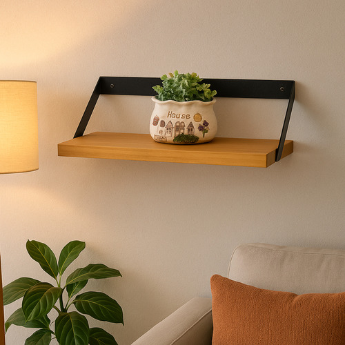 Pack 2 Repisas Soportes Madera Y Hierro De Pared 60x20 Cm