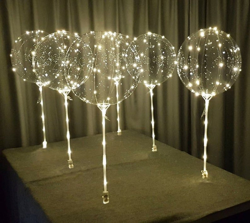Globo Burbuja Luz Led Con Bateria Hora Loca