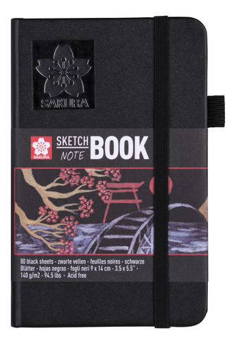 Book Sakura Sketch Note 9x14 140gr 80 Hojas Negras 1001