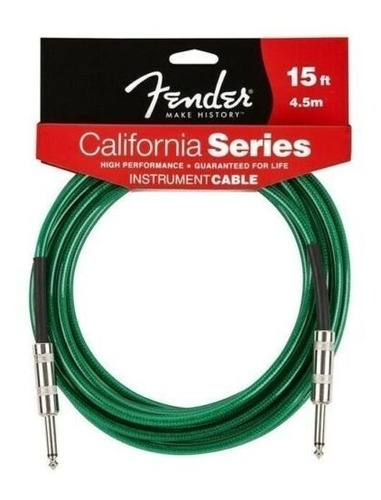 Cable Fender Plug Recto 4,5m Verde California Series