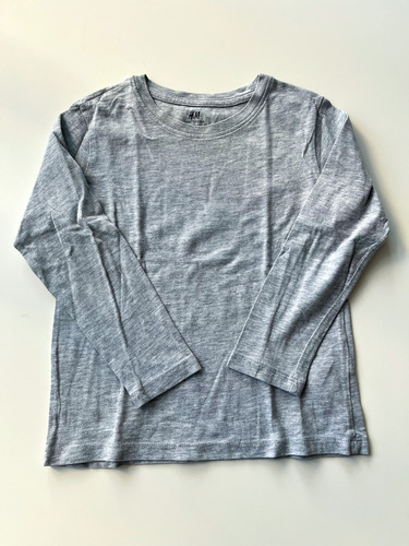 Lote 2 Remeras Manga Larga Basica Gris H&m Talle 4-6 Años