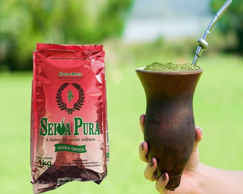 Erva-mate orgânica Seiva Pura nativa moída grossa sabor tradicional sem glúten 4 kg